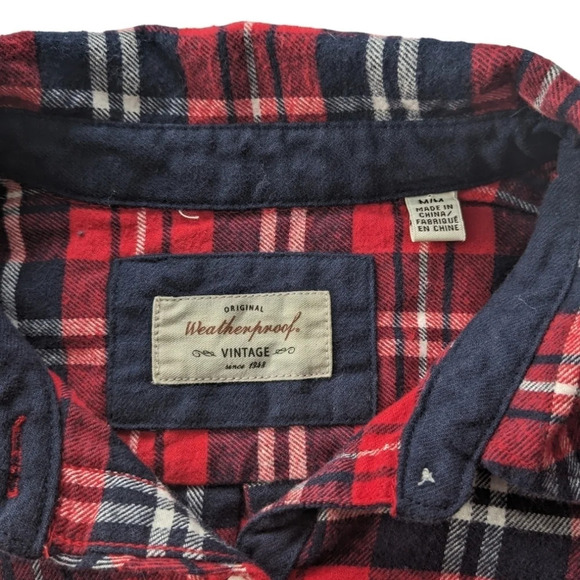 Weatherproof Vintage Plaid Flannel Button Down Shirt Lumberjack Red/Blue - Picture 6 of 7